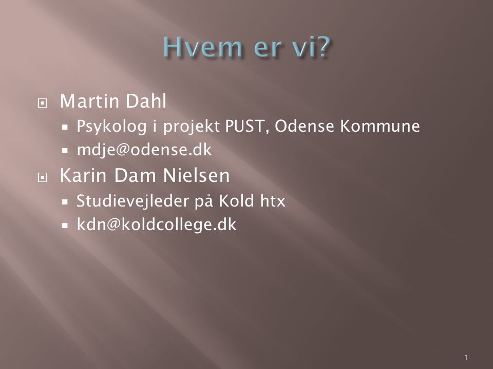 Hvem er vi Martin Dahl Karin Dam Nielsen