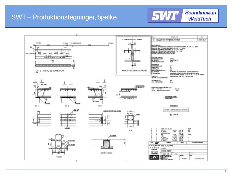 SWT – Produktionstegninger, bjælke