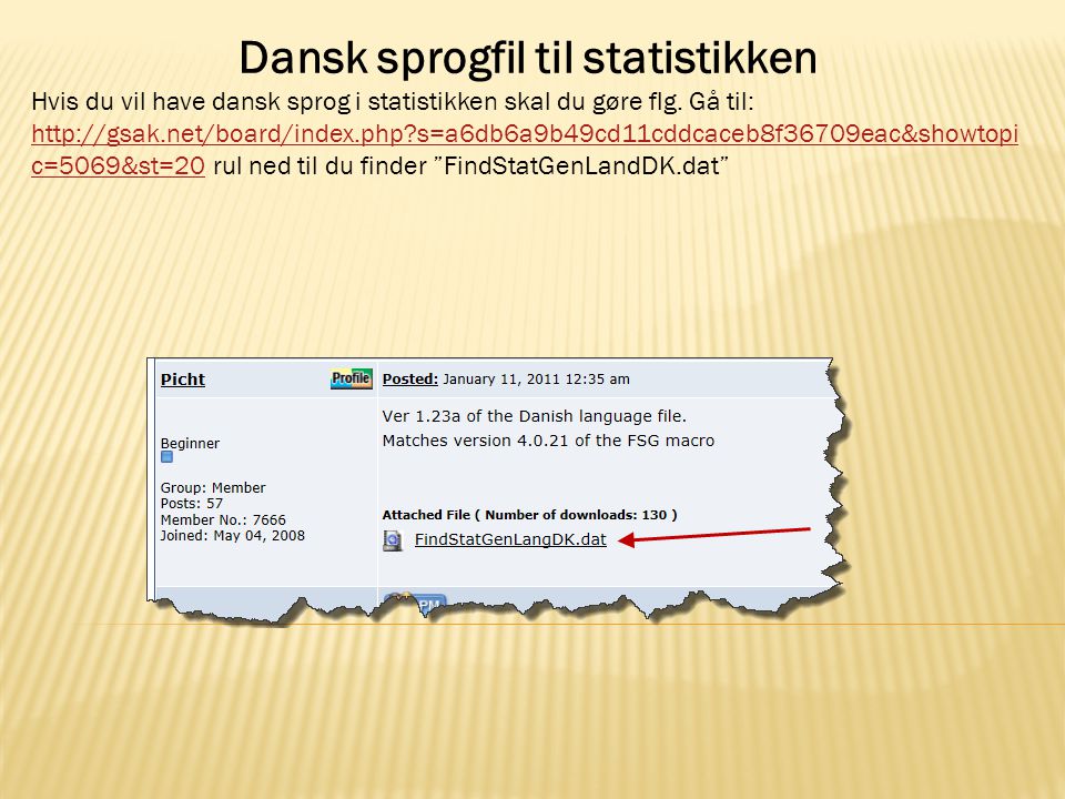 Dansk sprogfil til statistikken