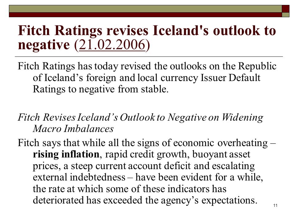 Fitch Ratings revises Iceland s outlook to negative ( )