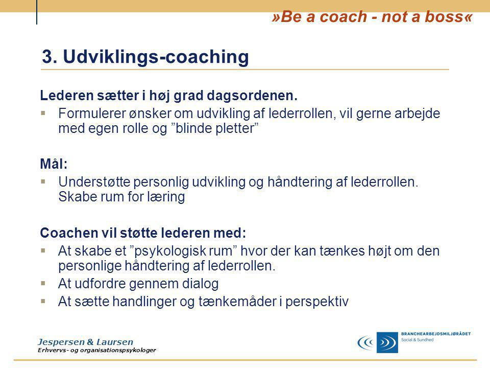 3. Udviklings-coaching Lederen sætter i høj grad dagsordenen.