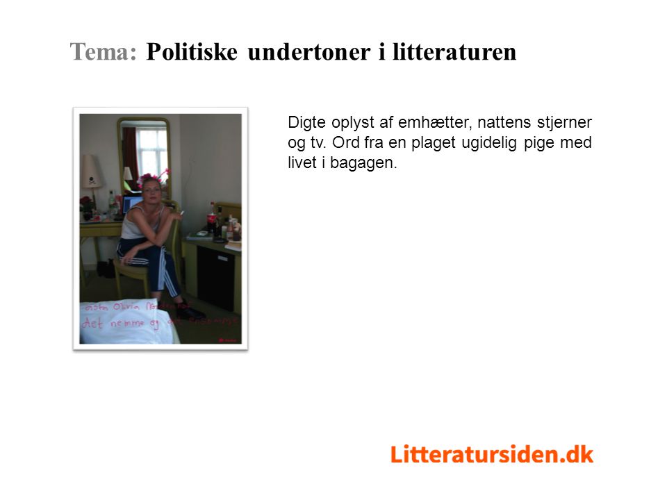 Tema: Politiske undertoner i litteraturen