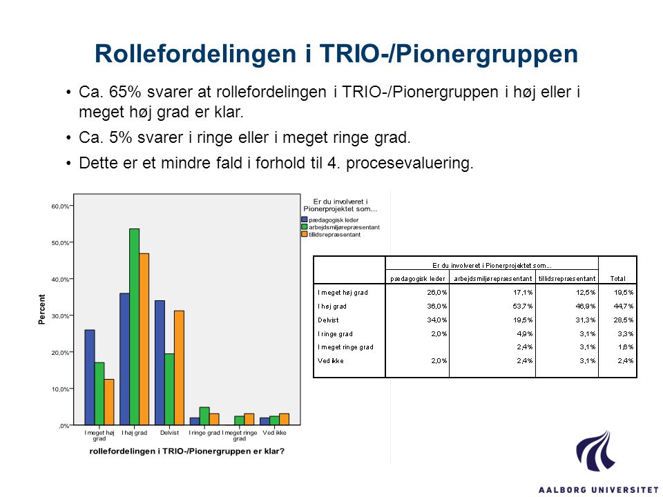 Rollefordelingen i TRIO-/Pionergruppen