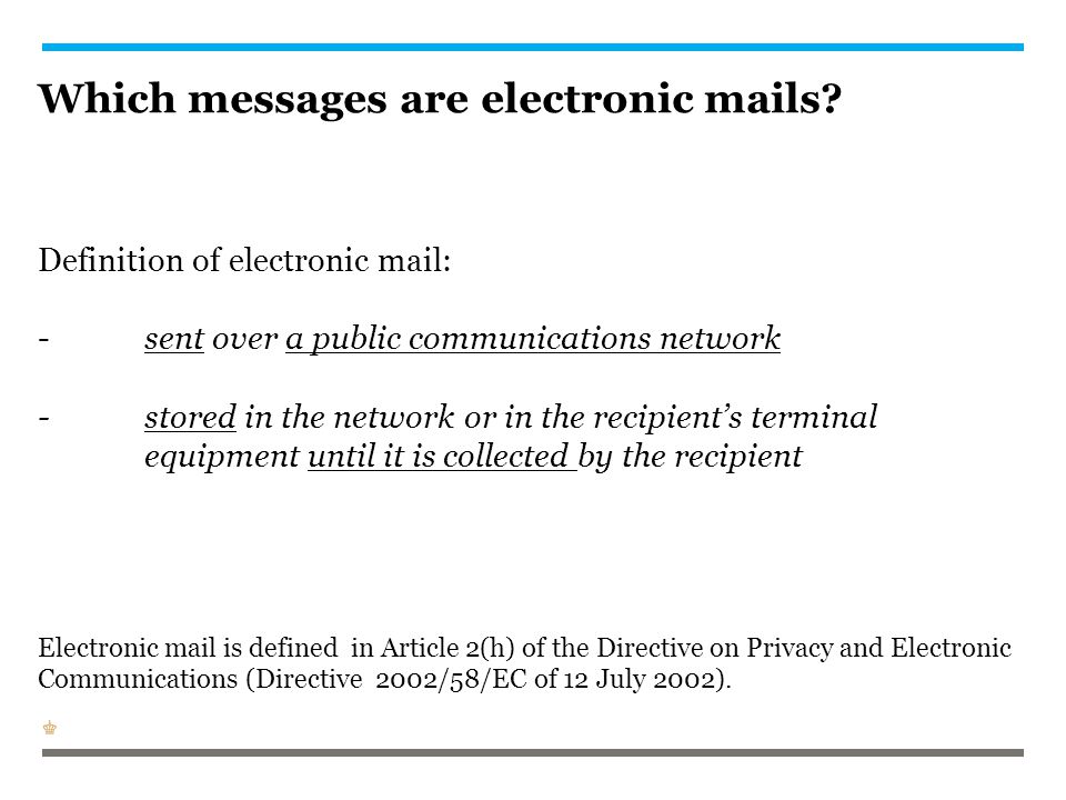 Which messages are electronic mails. Definition of electronic mail: -