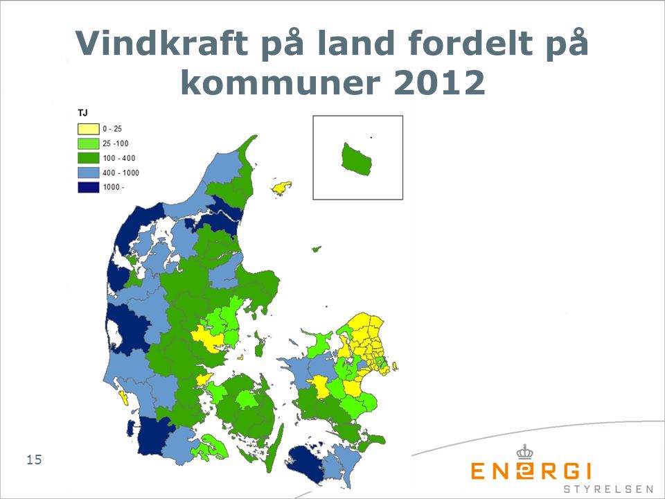 Vindkraft på land fordelt på kommuner 2012
