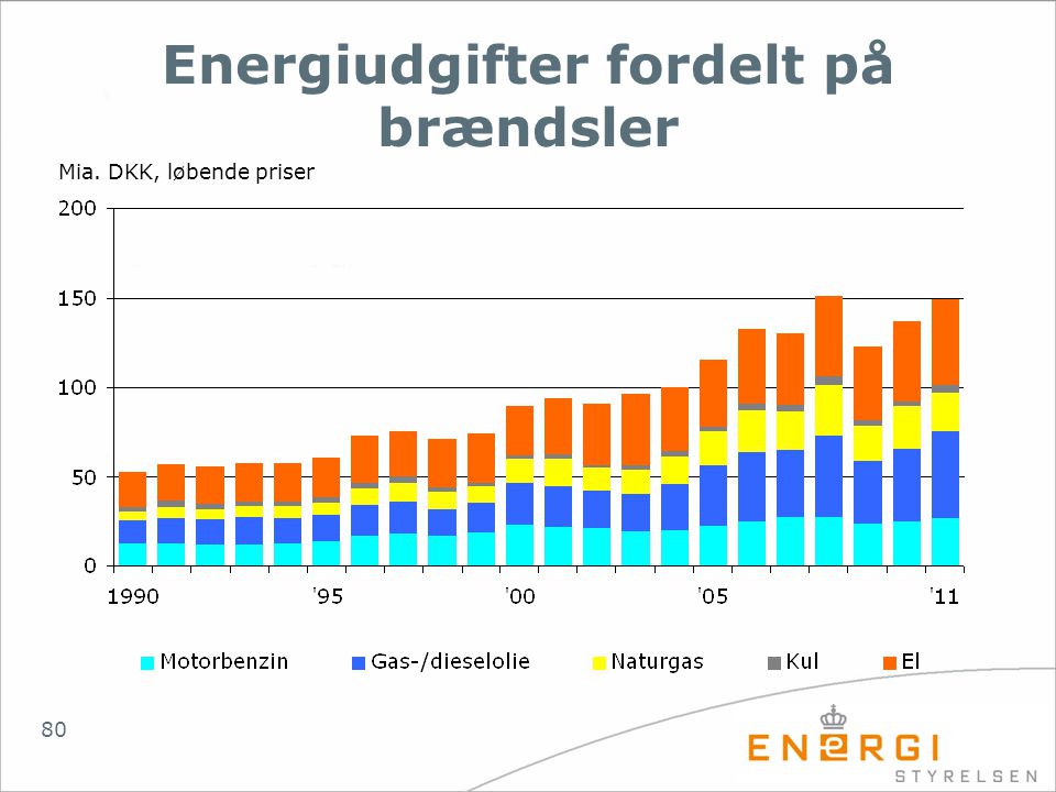 Energiudgifter fordelt på brændsler