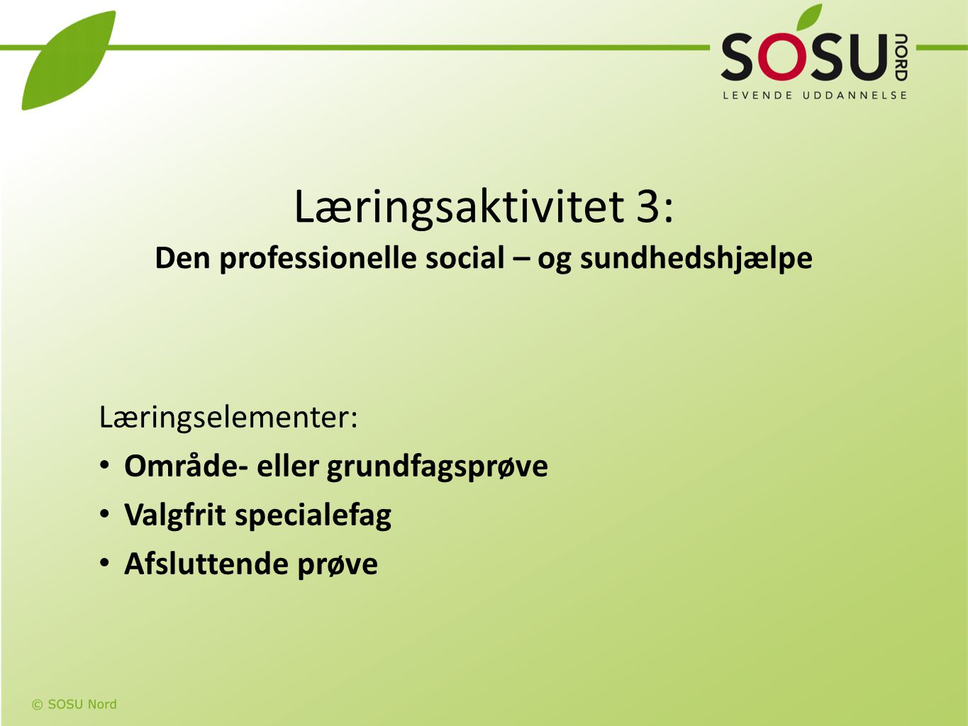 Læringsaktivitet 3: Den professionelle social – og sundhedshjælpe