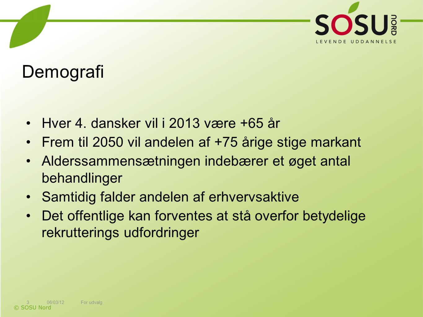 Demografi Hver 4. dansker vil i 2013 være +65 år