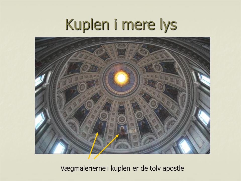 Vægmalerierne i kuplen er de tolv apostle