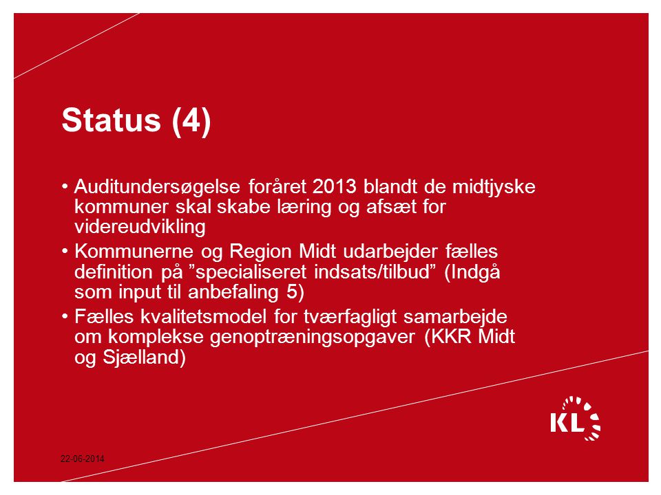 Status (4) Auditundersøgelse foråret 2013 blandt de midtjyske kommuner skal skabe læring og afsæt for videreudvikling.