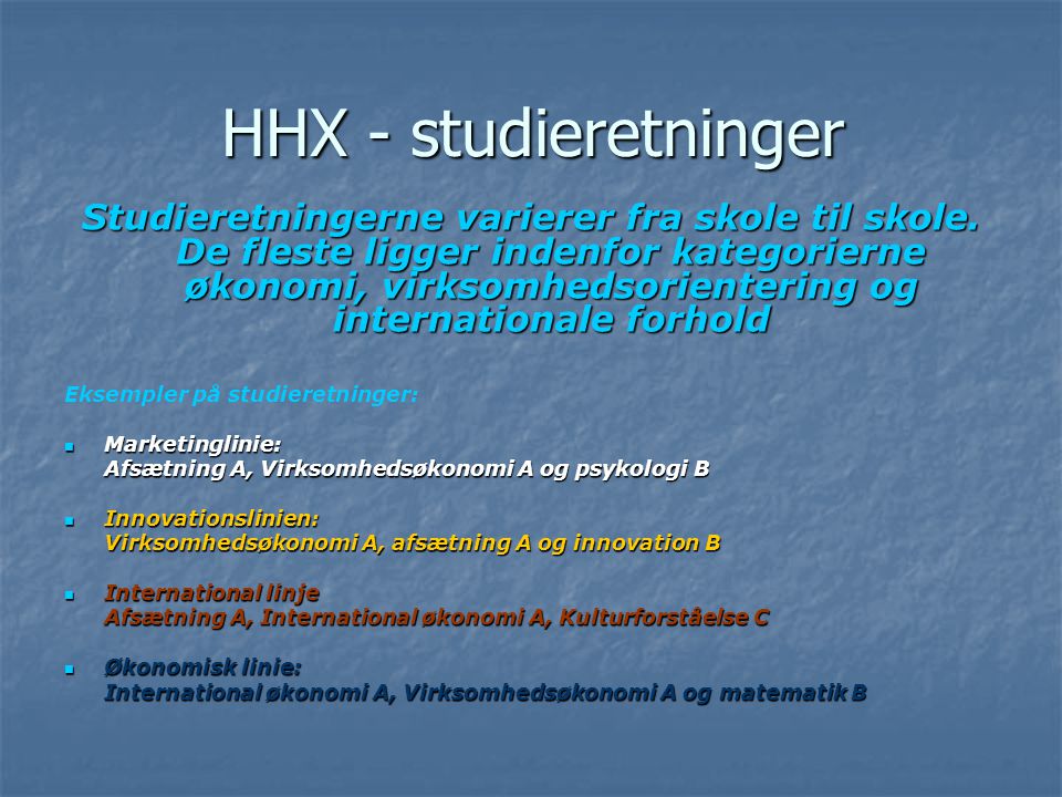 HHX - studieretninger