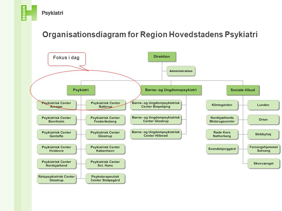 Organisationsdiagram for Region Hovedstadens Psykiatri