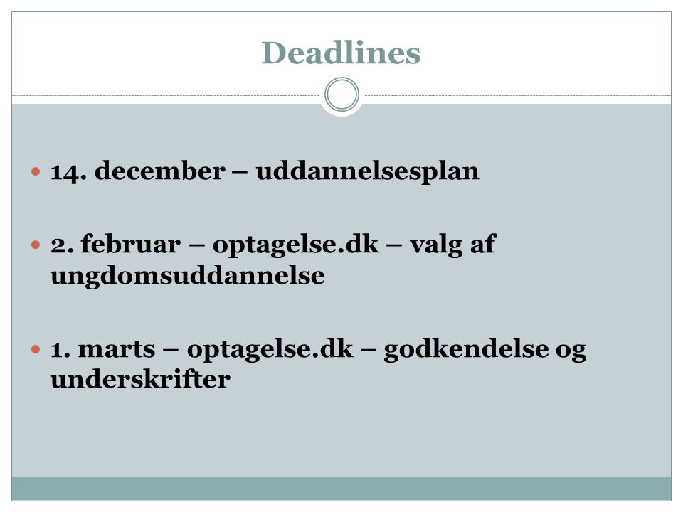 Deadlines 14. december – uddannelsesplan