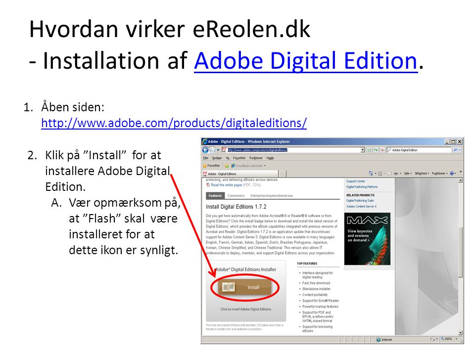 Hvordan virker eReolen.dk - Installation af Adobe Digital Edition.