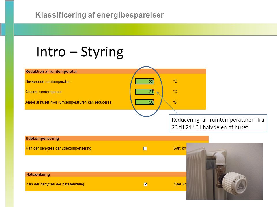 Intro – Styring Klassificering af energibesparelser