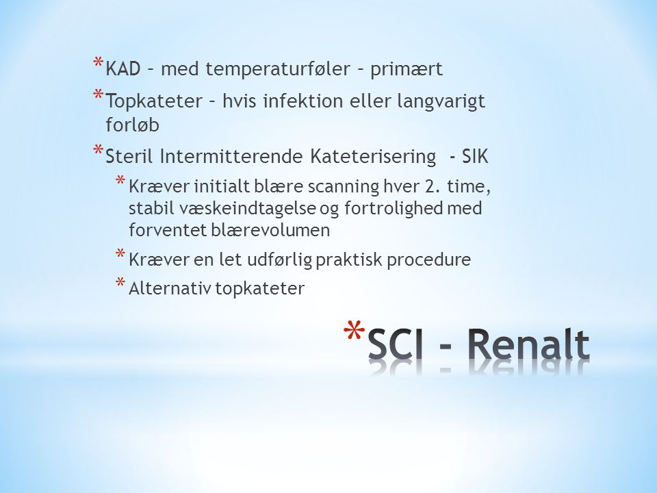 SCI - Renalt KAD – med temperaturføler – primært