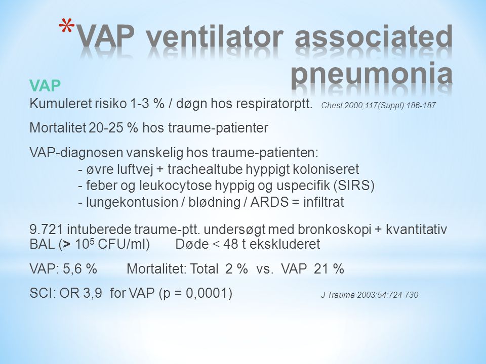 VAP ventilator associated pneumonia