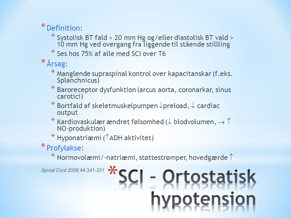 SCI – Ortostatisk hypotension
