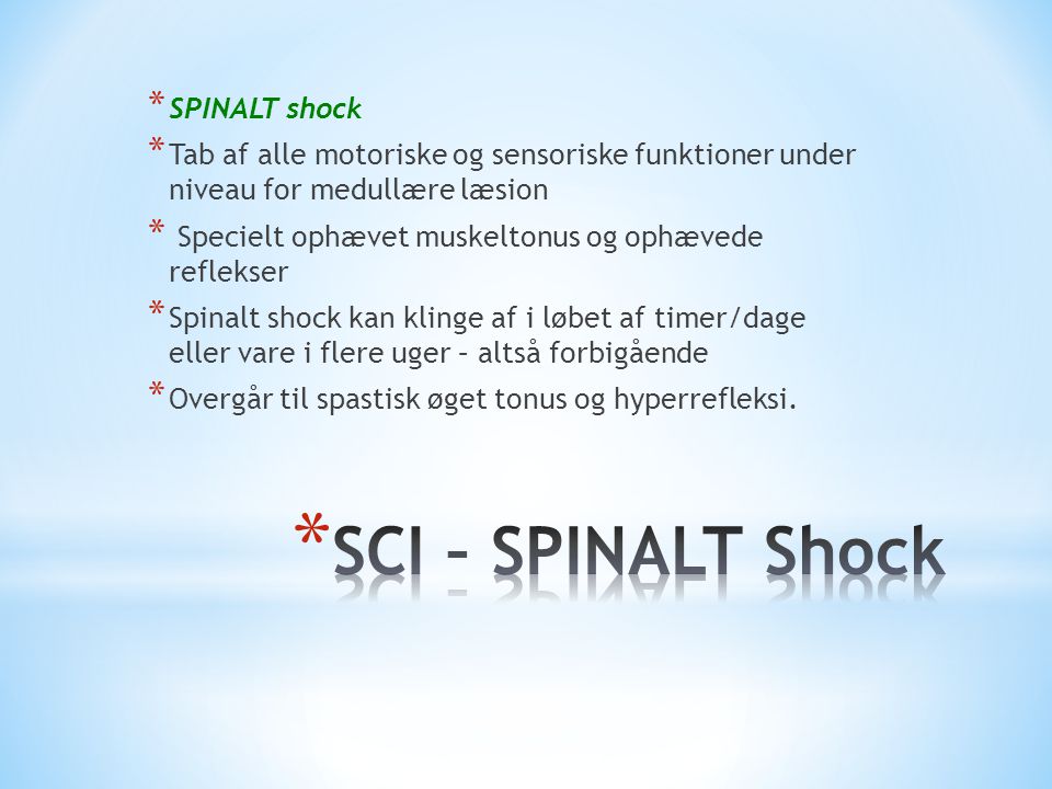 SCI – SPINALT Shock SPINALT shock