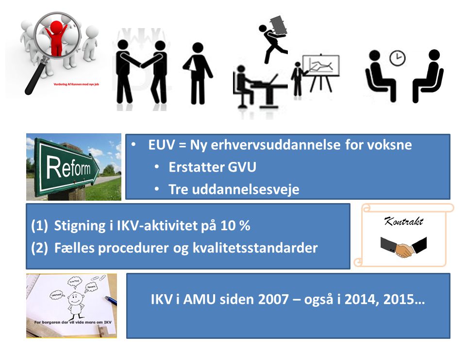 EUV = Ny erhvervsuddannelse for voksne Erstatter GVU