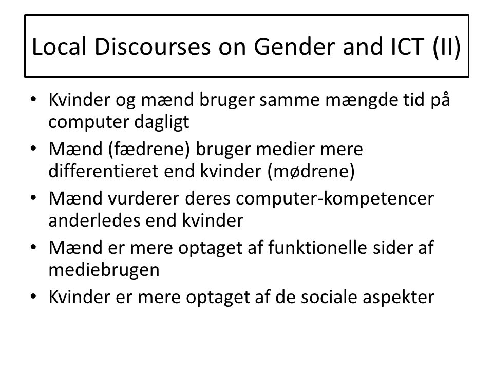 Local Discourses on Gender and ICT (II)