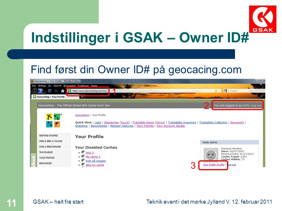 Indstillinger i GSAK – Owner ID#
