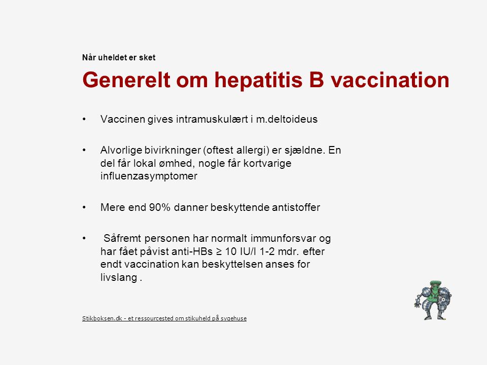 Generelt om hepatitis B vaccination