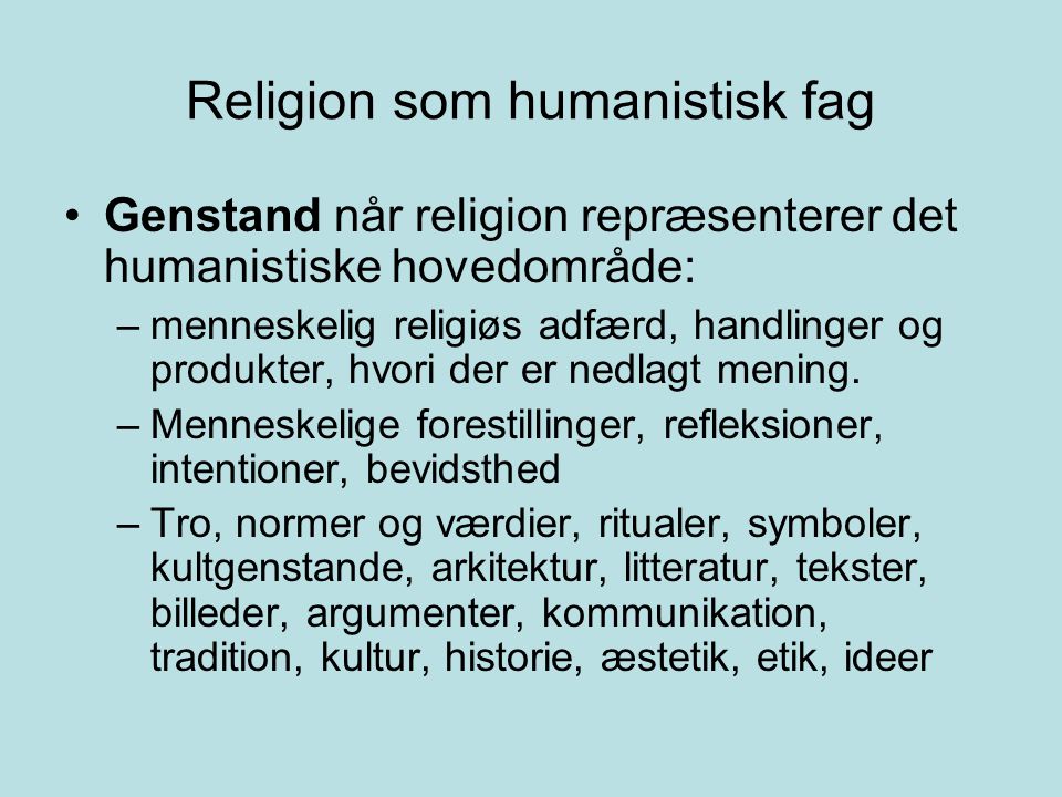 Religion som humanistisk fag