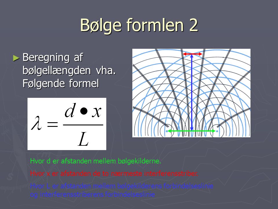 Bølge formlen 2 Beregning af bølgellængden vha. Følgende formel