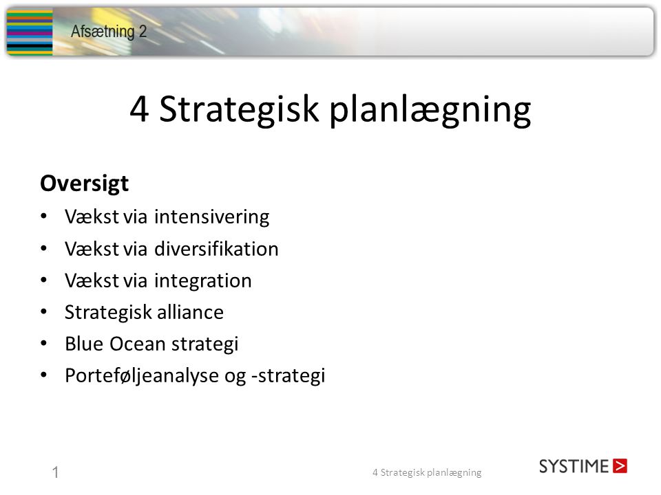 4 Strategisk planlægning