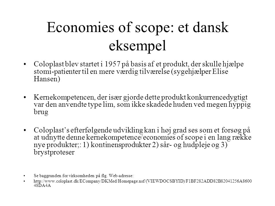 Economies of scope: et dansk eksempel