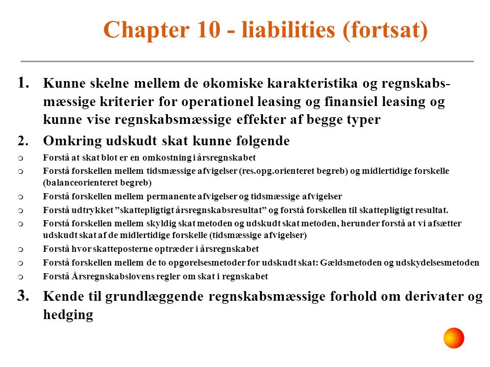 Chapter 10 - liabilities (fortsat)