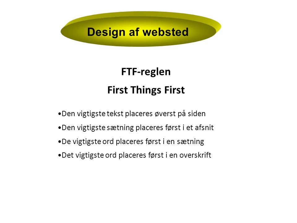 Design af websted FTF-reglen First Things First