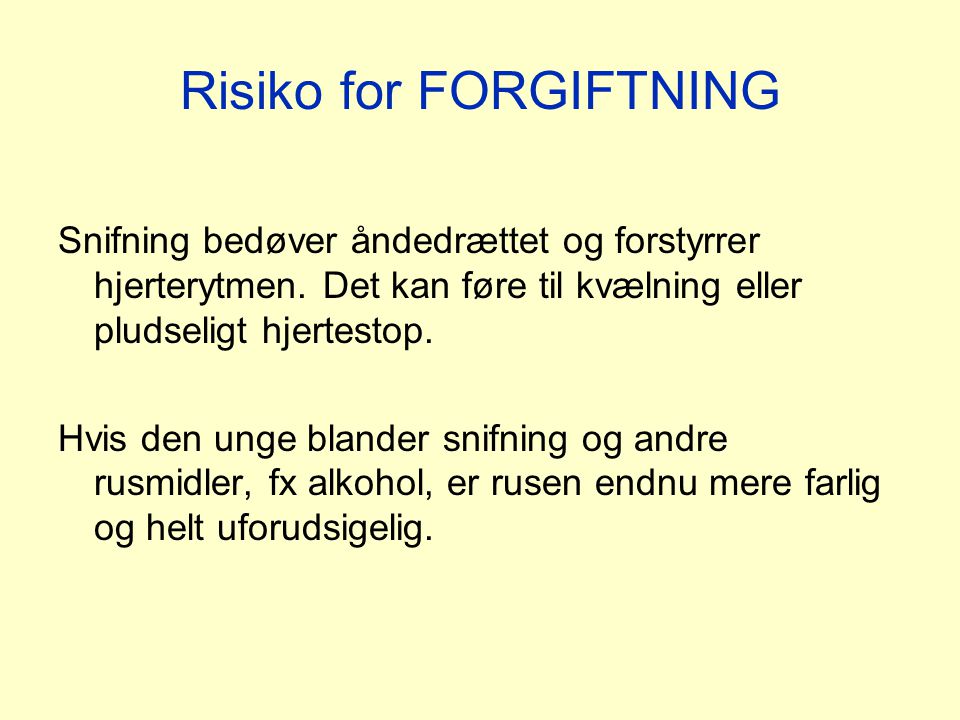 Risiko for FORGIFTNING