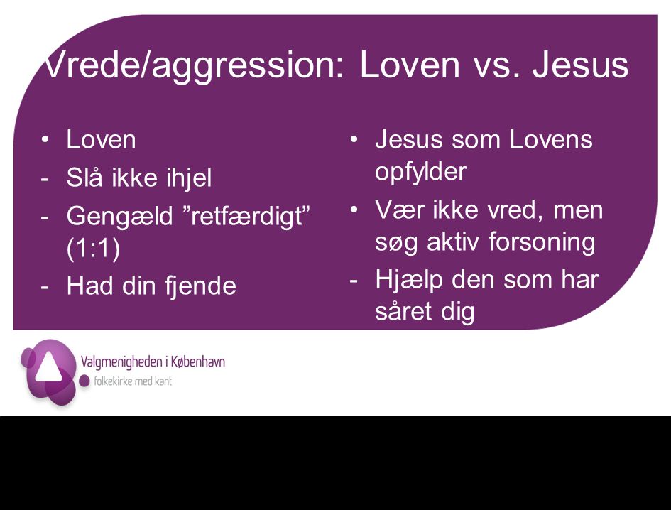 Vrede/aggression: Loven vs. Jesus