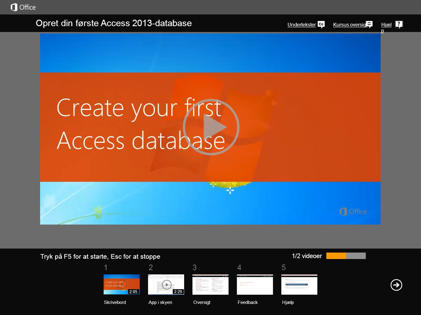 Opret din første Access 2013-database