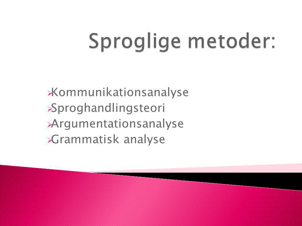 Sproglige metoder: Kommunikationsanalyse Sproghandlingsteori