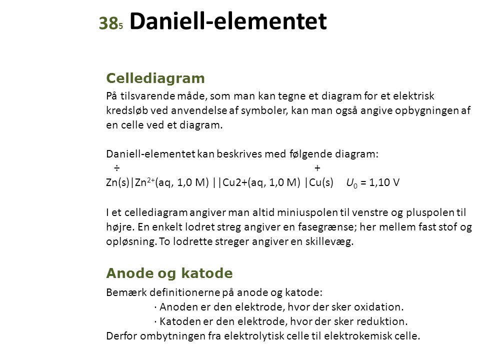385 Daniell-elementet Cellediagram Anode og katode