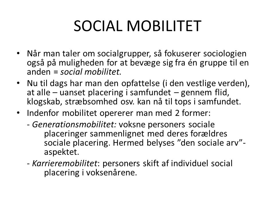 SOCIAL MOBILITET