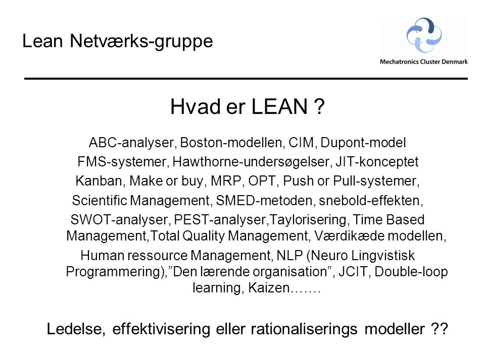 Hvad er LEAN Lean Netværks-gruppe