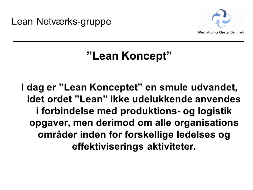 Lean Koncept Lean Netværks-gruppe