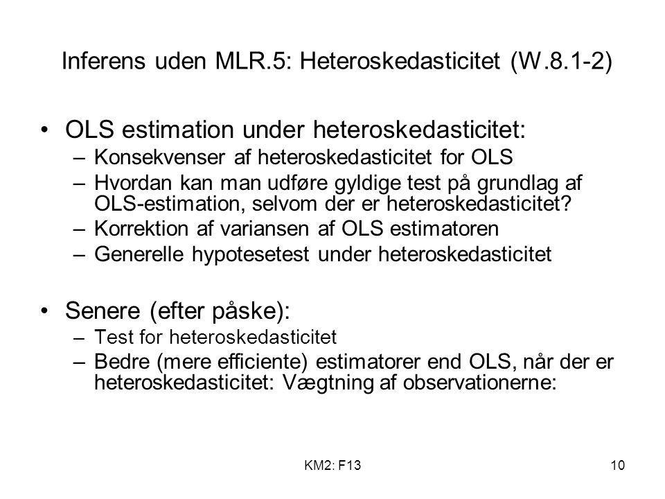 Inferens uden MLR.5: Heteroskedasticitet (W.8.1-2)