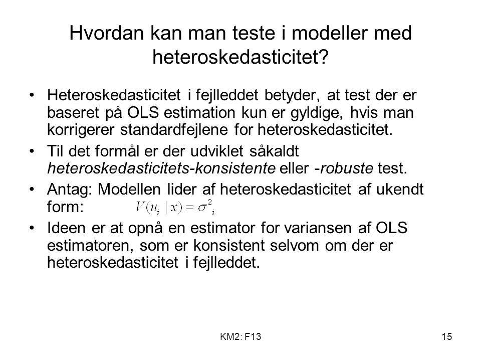 Hvordan kan man teste i modeller med heteroskedasticitet