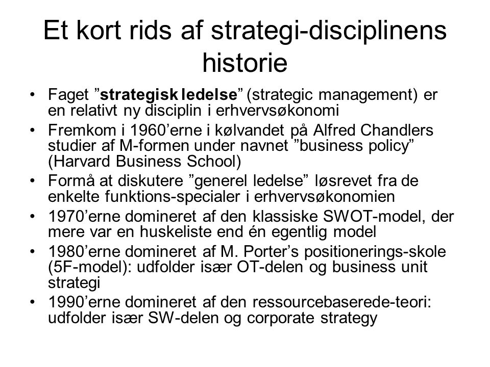 Et kort rids af strategi-disciplinens historie