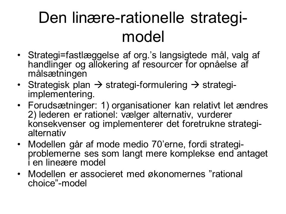 Den linære-rationelle strategi-model