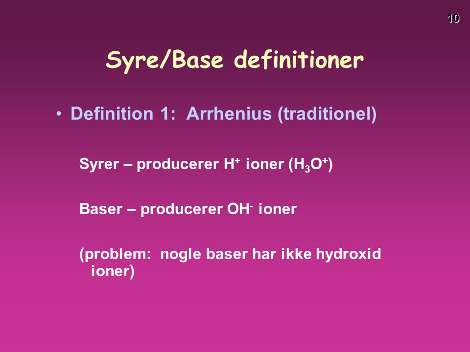 Syre/Base definitioner