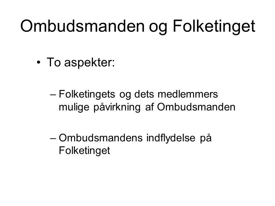 Ombudsmanden og Folketinget