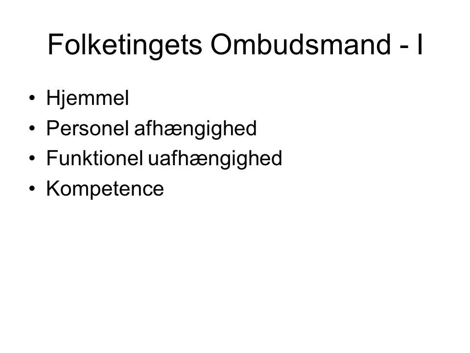 Folketingets Ombudsmand - I
