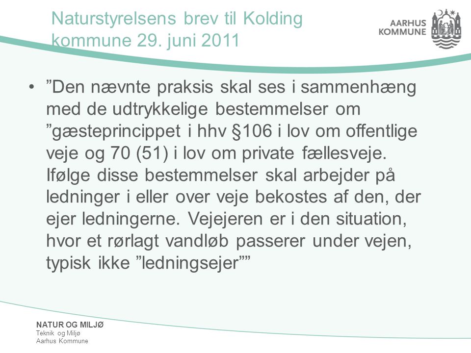 Naturstyrelsens brev til Kolding kommune 29. juni 2011