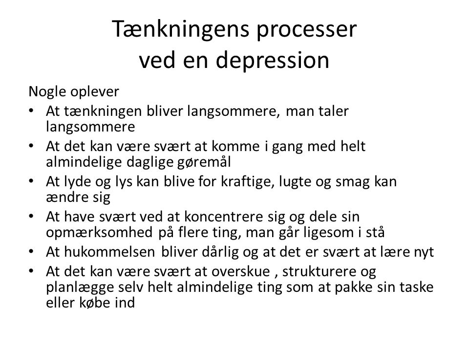 Tænkningens processer ved en depression